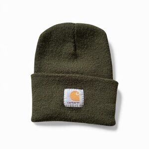 Carhartt Olive Green Knit Beanie Toboggan Winter Hat for Women Men or Kids EUC